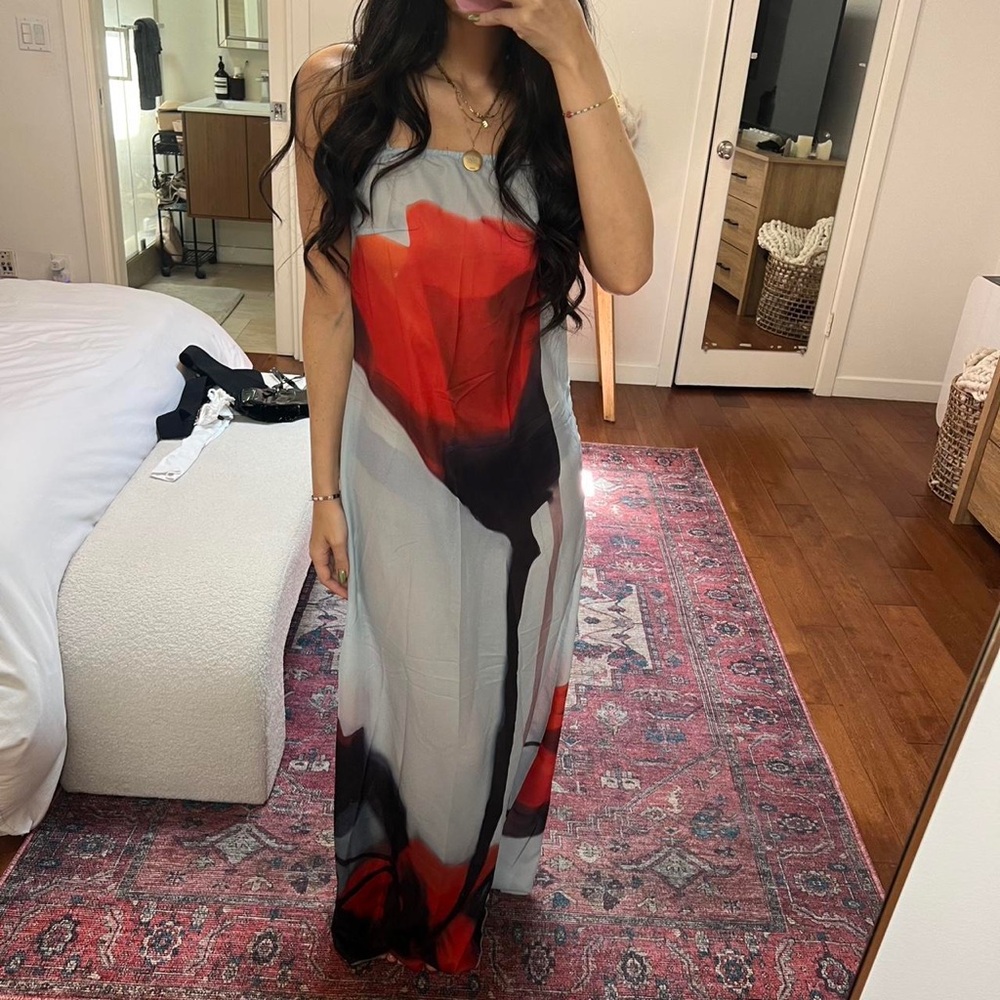 Sheer floral maxi dress